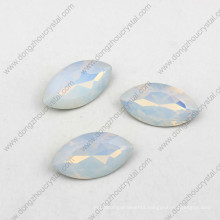 Fancy White Opal Glass Stone Flat Foiling Back Crystal Gem Navette